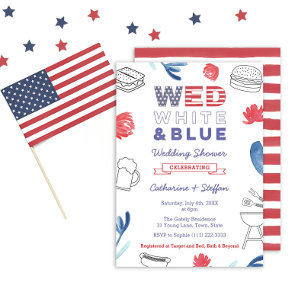 Invitation Mariage Blanc Bleu BBQ Réception de Couple Répétit
