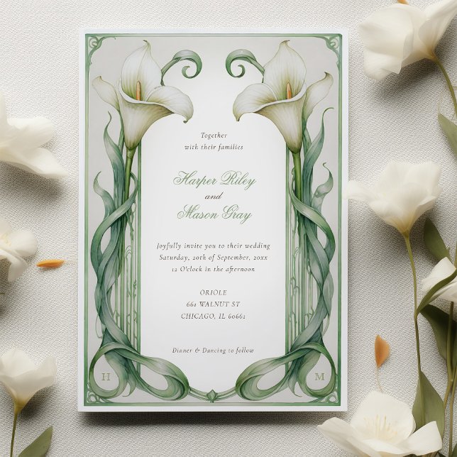 Invitation Mariage blanc Calla Lily Elegance (Créateur téléchargé)