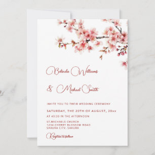 Invitation Mariage Blanc Cerisier Fleurissant