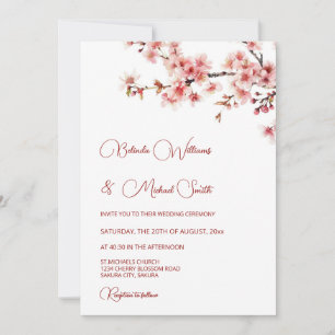 Invitation Mariage Blanc Cerisier Fleurissant