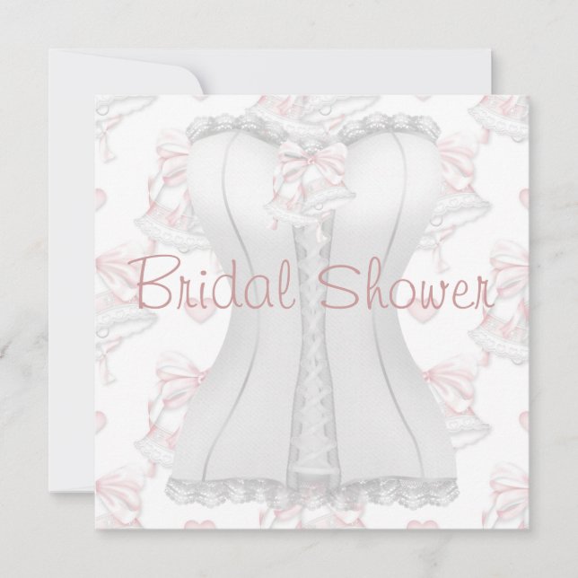Invitation Mariage blanc Corset rose cloches Fête des mariées (Devant)