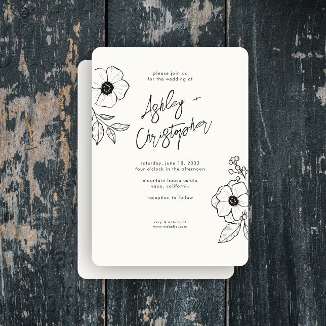 Invitation Mariage blanc de lait végétal végétal minimal (Créateur téléchargé)