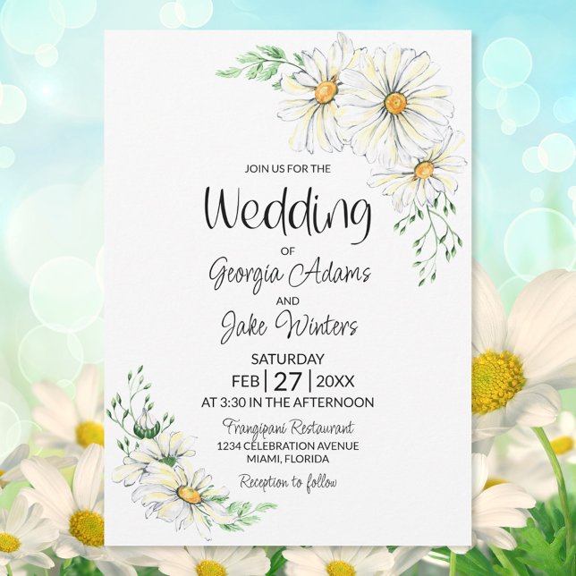 Invitation Mariage blanc de marguerites (Créateur téléchargé)