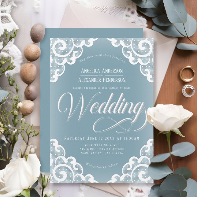 Invitation Mariage blanc dentelle (White Lace Wedding Invitation)