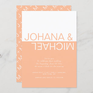 Invitation Mariage blanc et blanc colorblock