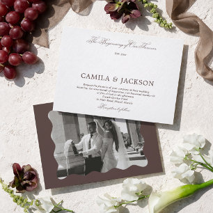 Invitation Mariage Blanc et Chocolat Brun