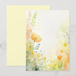 Invitation Mariage blanc fleuri orange et jaune