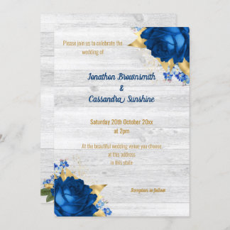 Invitation Mariage BLANC FLORAL BLEU MODERNE RUSTIQUE