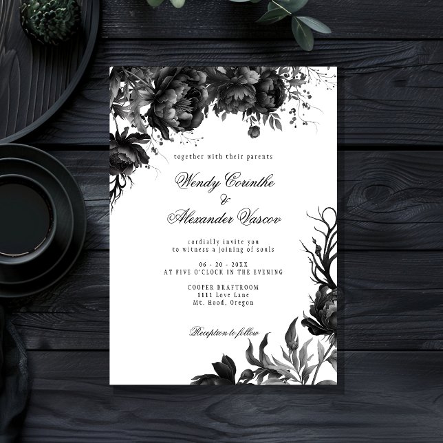 Invitation Mariage blanc gothique classique (Créateur téléchargé)