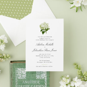 Invitation Mariage blanc Hydrangea Grandmillennial