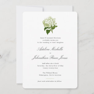 Invitation Mariage blanc Hydrangea Grandmillennial En vichy