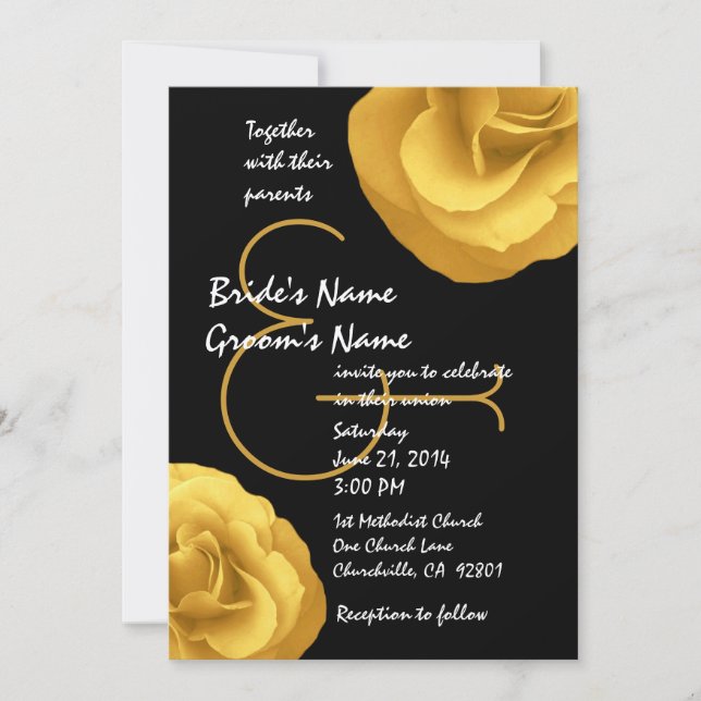 Invitation Mariage blanc jaune Rose Modèle (Devant)