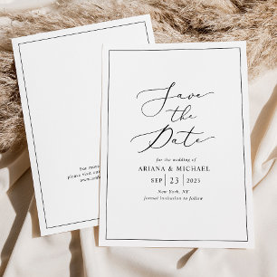 Invitation Mariage Blanc Noir Minimaliste Enregistrer La Cart