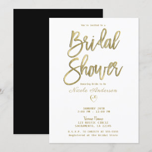 Invitation Mariage Blanc Or Noir Moderne Minimaliste
