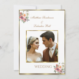 Invitation Mariage Blanc Or Or Moderne Élégant Beau