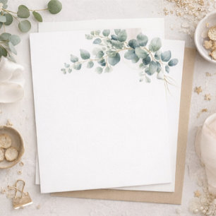 Invitation Mariage blanc simple à l'eucalyptus