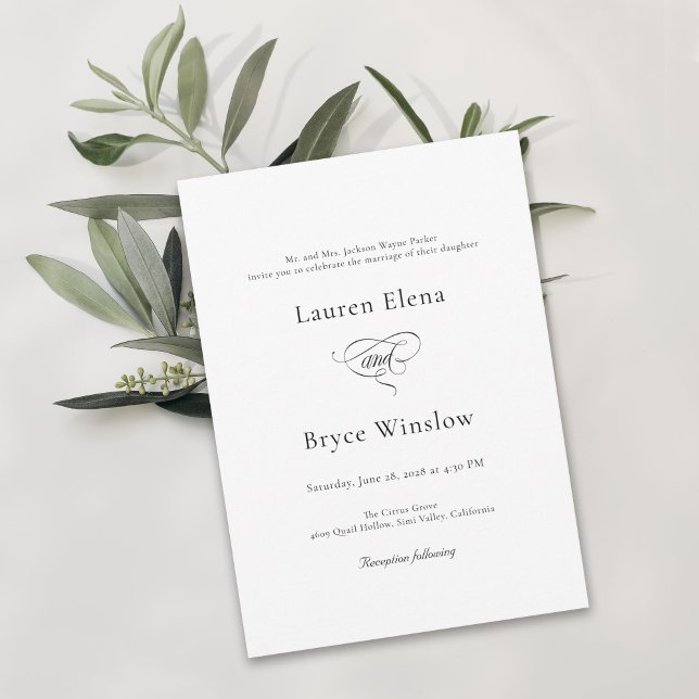 Invitation Mariage blanc simple et élégant (Créateur téléchargé)