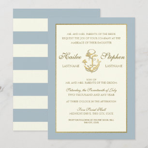 Invitation Mariage bleu acier nautique