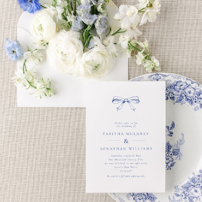 Invitation Mariage bleu arc Vintage simple (Créateur téléchargé)