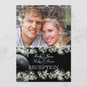 Invitation mariage bleu blanc noir d'écrevisse