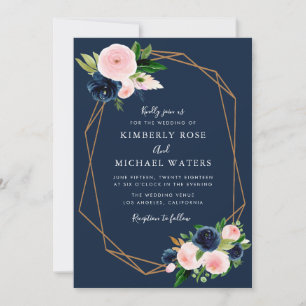 Invitation Mariage bleu bleu bleu marine