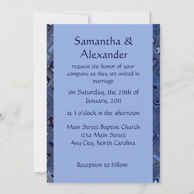 Invitation Mariage bleu contemporain (Devant)