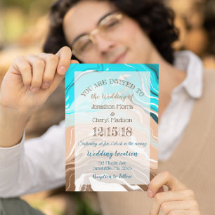 Invitation Mariage bleu côtier