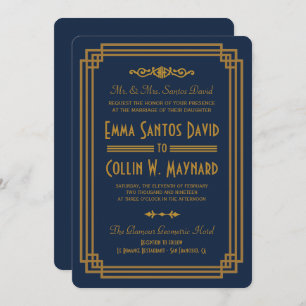 Invitation Mariage bleu déco simple invite