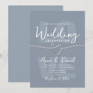 Invitation Mariage bleu Dusty minimaliste