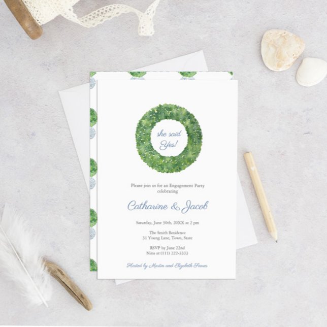 Invitation Mariage bleu et blanc Boxwood (Créateur téléchargé)