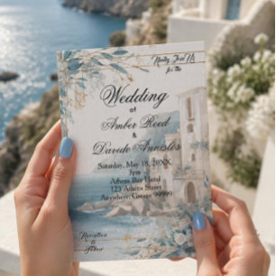 Invitation Mariage bleu et blanc sur la côte méditerranéenne