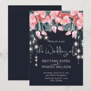 Invitation Mariage bleu floral tropical