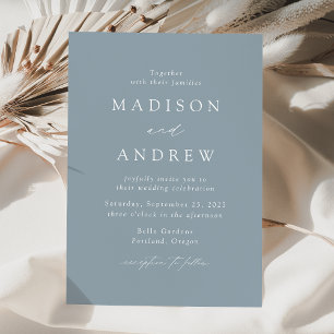 Invitation Mariage bleu foncé moderne