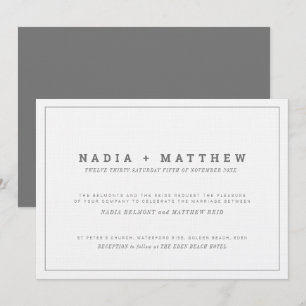 Invitation Mariage bleu marine et blanc minimaliste