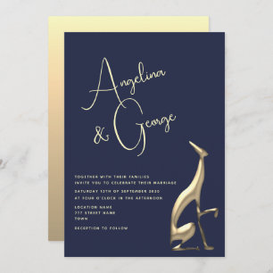 Invitation Mariage bleu marine minimaliste moderne