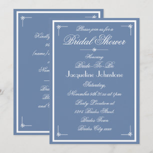 Invitation Mariage Bleu Poussiéreux Robe de Mariée Blanche éc