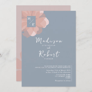 Invitation Mariage bleu rose pastel