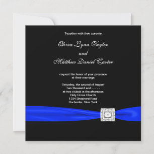 Invitation Mariage Bleu Royal Noir Bleu