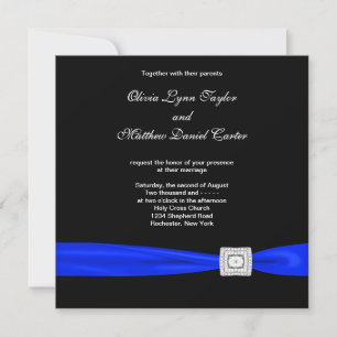 Invitation Mariage Bleu Royal Noir Bleu