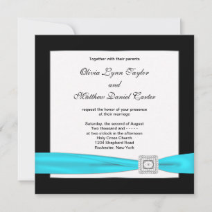 Invitation Mariage bleu sarcelle noir