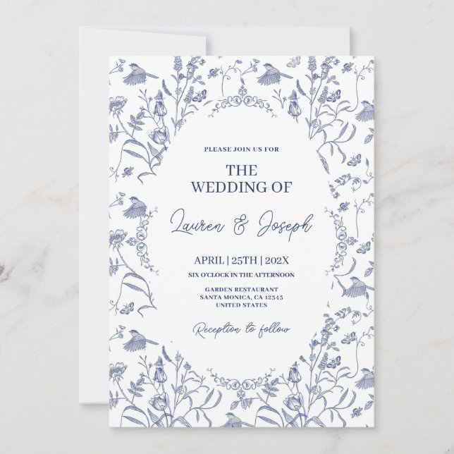 Invitation Mariage bleu Toile (Devant)