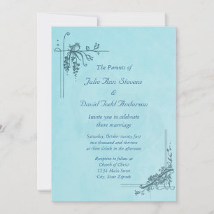 Invitation Mariage bleu vintage