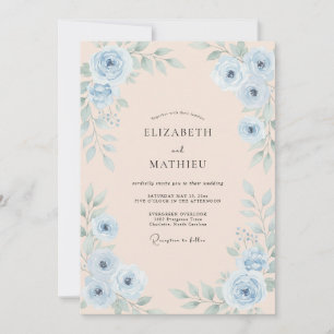 Invitation Mariage Bleuet Abricot Rose