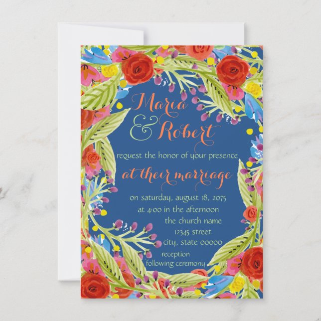 Invitation Mariage Blue Fiesta (Devant)