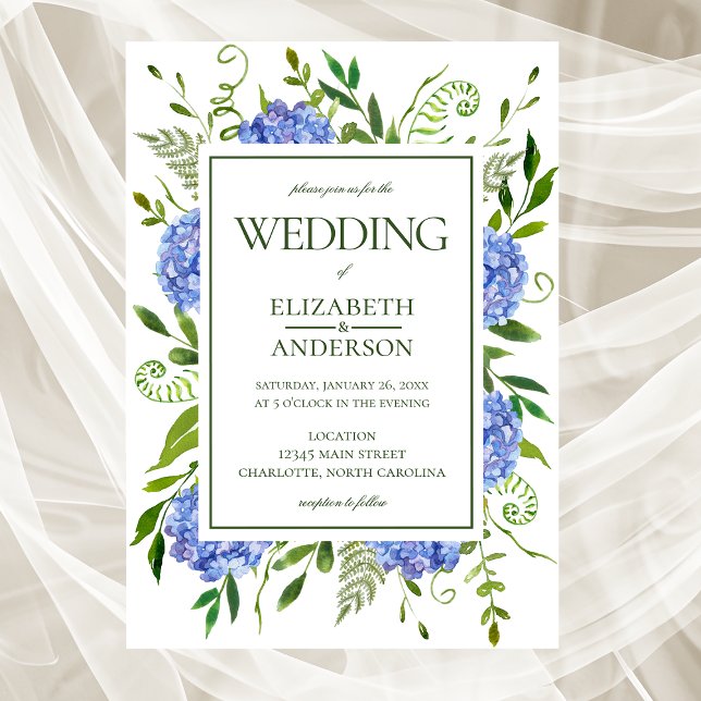 Invitation Mariage Blue Hydrangeas (Créateur téléchargé)