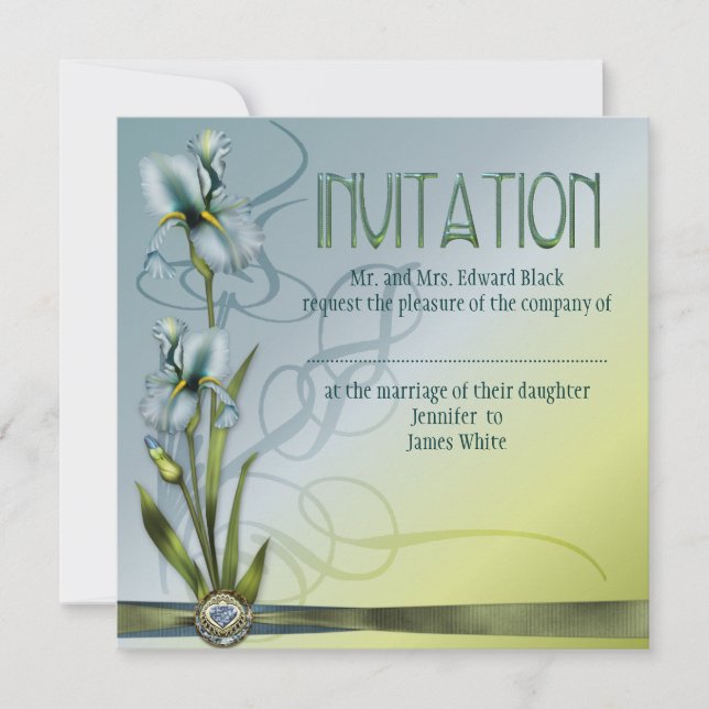 Invitation Mariage Blue Iris (Devant)
