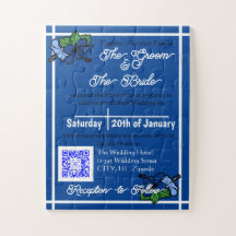 Invitation Mariage Blue Puzzle