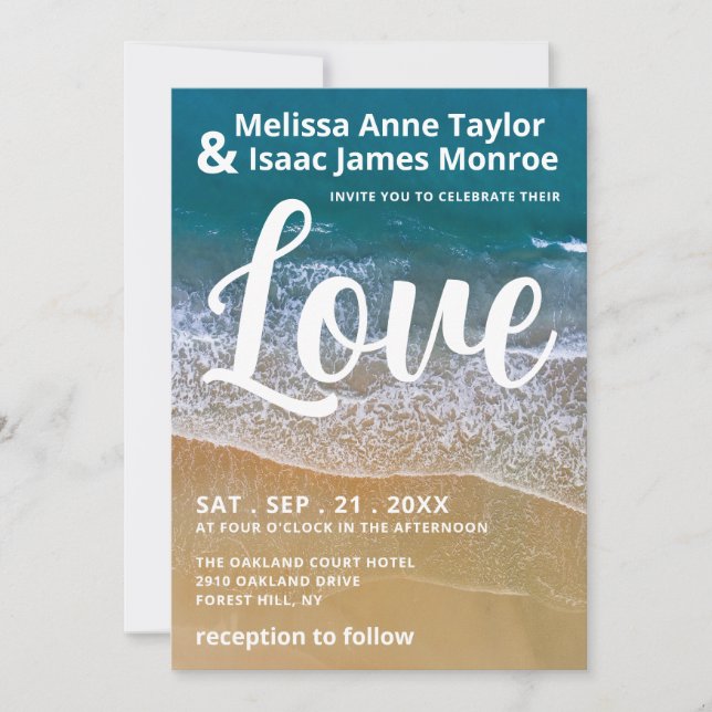 Invitation Mariage Blue Sea Beach (Devant)