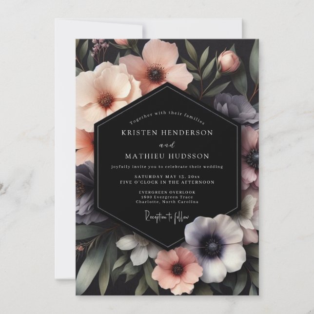 Invitation Mariage Blush Noir Humeur (Devant)
