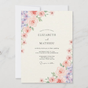 Invitation Mariage Blush Violet Pivoine